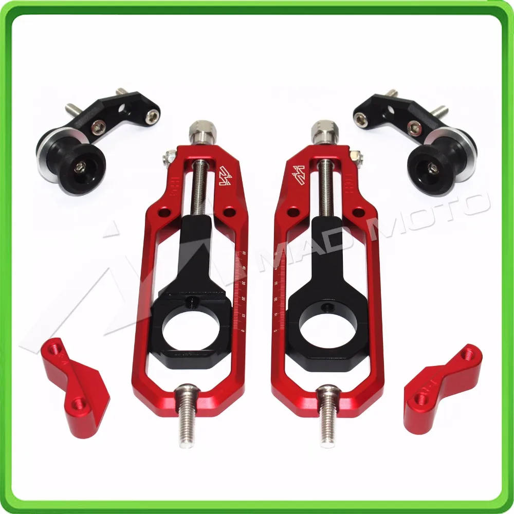 Motorcycle Chain Tensioner Adjuster with spool fit for Suzuki GSXR 600 GSX-R 750 2006 2007 2008 2009 2010 Red & Black (11)