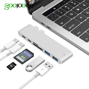

6 IN 1 USB C Hub Type C Hub SD/Micro SD Card Reader Type-C to USB3.0 with USB-C Charger PD for MacBook Pro 13" and 15" 2016/2017