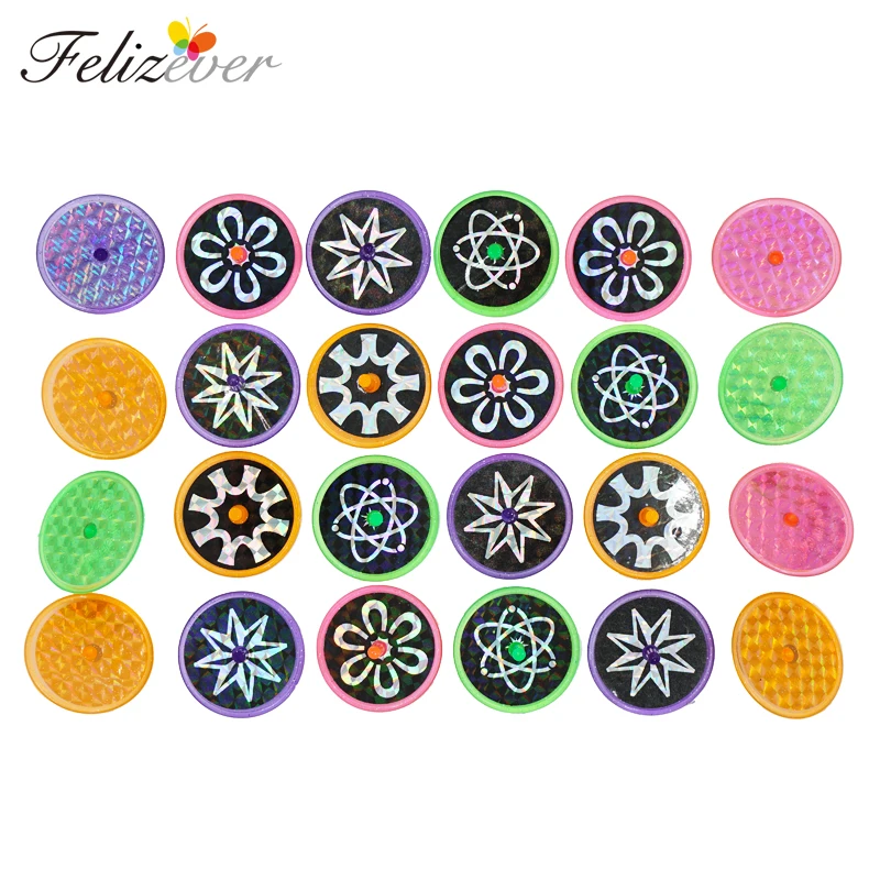 24PCS Plastic Laser Sticker Spinning Top Kids Gift Toys Birthday Party Supplies Pinata Fillers Carnival Prize