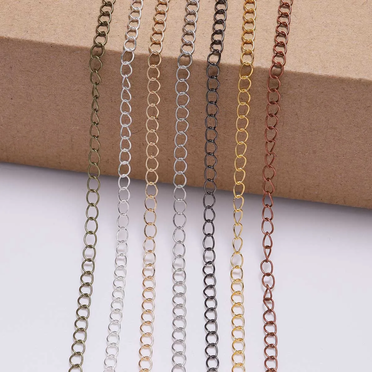 chandelier earring connectors 5m/lot 2.5 2.8 3.6 4.8 mm Long Open Link Ring Extended Extension Necklace Chains Tail Extender Chain For Jewelry Making Supplies stainless steel jewelry components