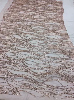 

Hot selling Cyndi-1010119 glued glitter sequins lace fabric African French net tulle Lace Fabric for party