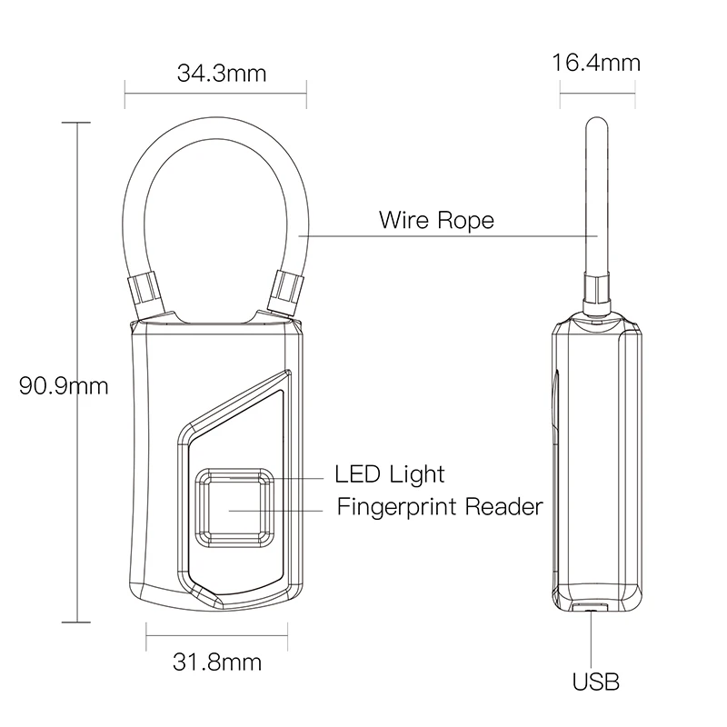 

Fingerprint Lock Waterproof Anti-Theft Luggage Lockers Portable Suitcase Padlock JFlyer