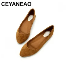 CEYANEAO/Новинка года; женские балетки на плоской подошве; женские тонкие туфли без застежки; женская обувь; zapatos mujer; большие размеры; черный цвет