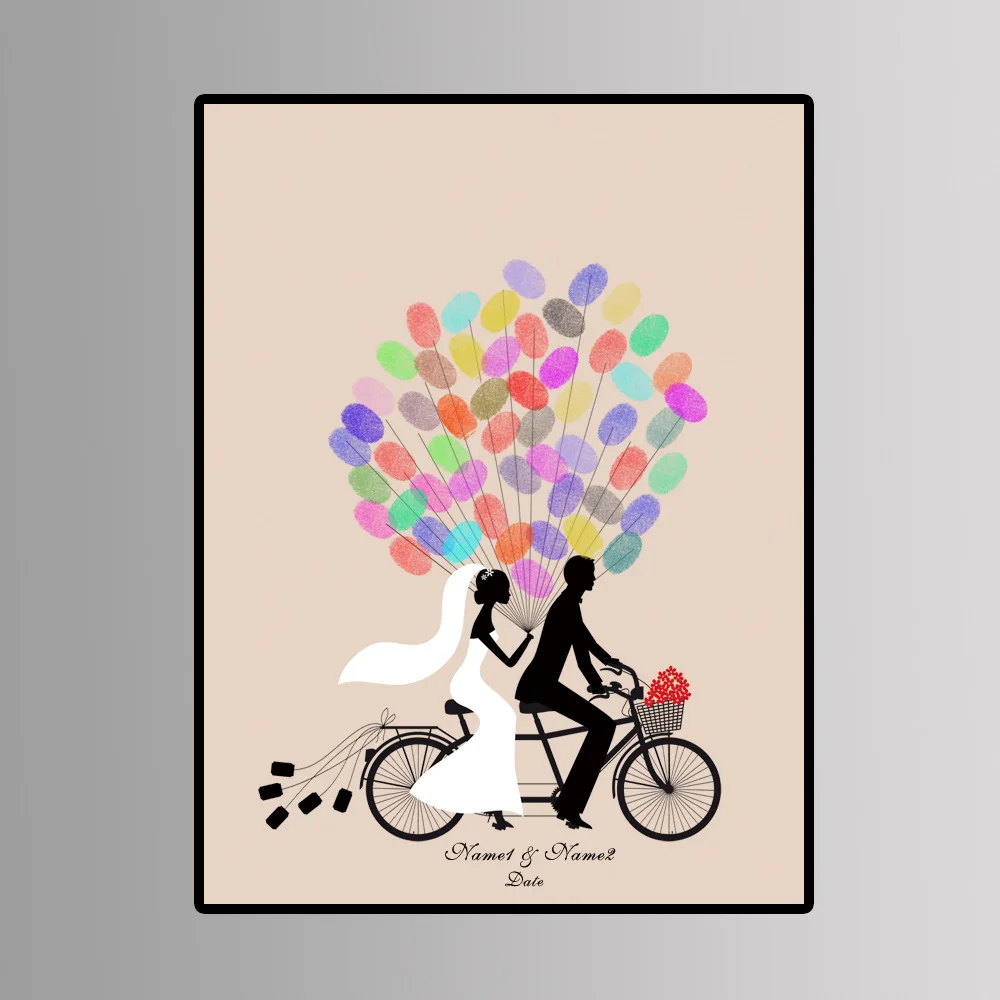 

Customize Wedding Tree Signature Guest Books Anniversary Party Decoration Unframed Fingerprint Spray Canvas Painting With Inkpad