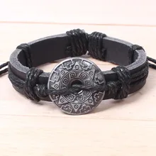 1 шт. модный символ викингов веревка в цветочек кожаный браслет регулируемый шнурованный нордическая Руна амулет ювелирные изделия для женщин мужчин Панк подарок