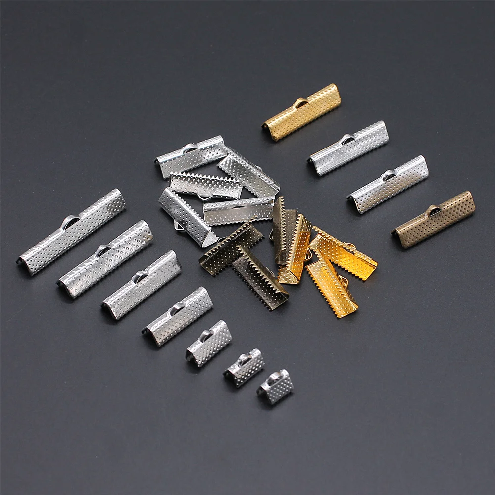

50pcs 4 Colors 8~35mm Cord Crimp End Beads Buckle Clasp Cord Flat Cover Clasps For Jewelry Making DIY Bracelet Connectors