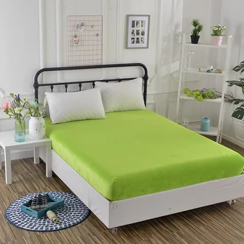 

Mattress Cover soft bed sheet Good quality fitted sheet new bedding solid color With Elastic Band green Elegant bedclothes