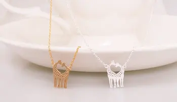 

30PCS- Twin Deer Giraffes Necklace Heart Loving Giraffes Necklace Animal Pendant Jewelry Gift for Couples