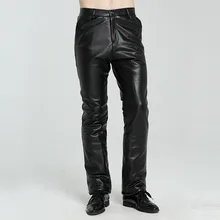 Мужские плюс бархатные толстые кожаные брюки 30-40 плюс размер водонепроницаемые мужские брюки из искусственной кожи зима новые высококачественные