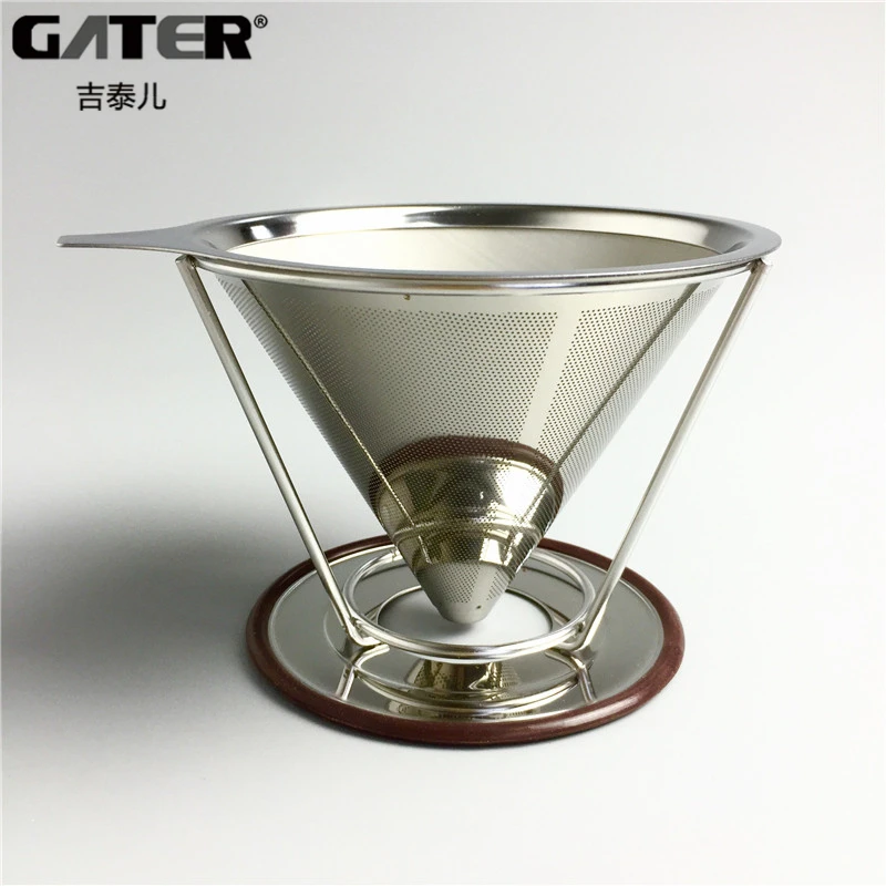 Reusable Coffee Filters Stainless Steel Holder Metal Mesh Funnel Baskets v60 Coffee Dripper