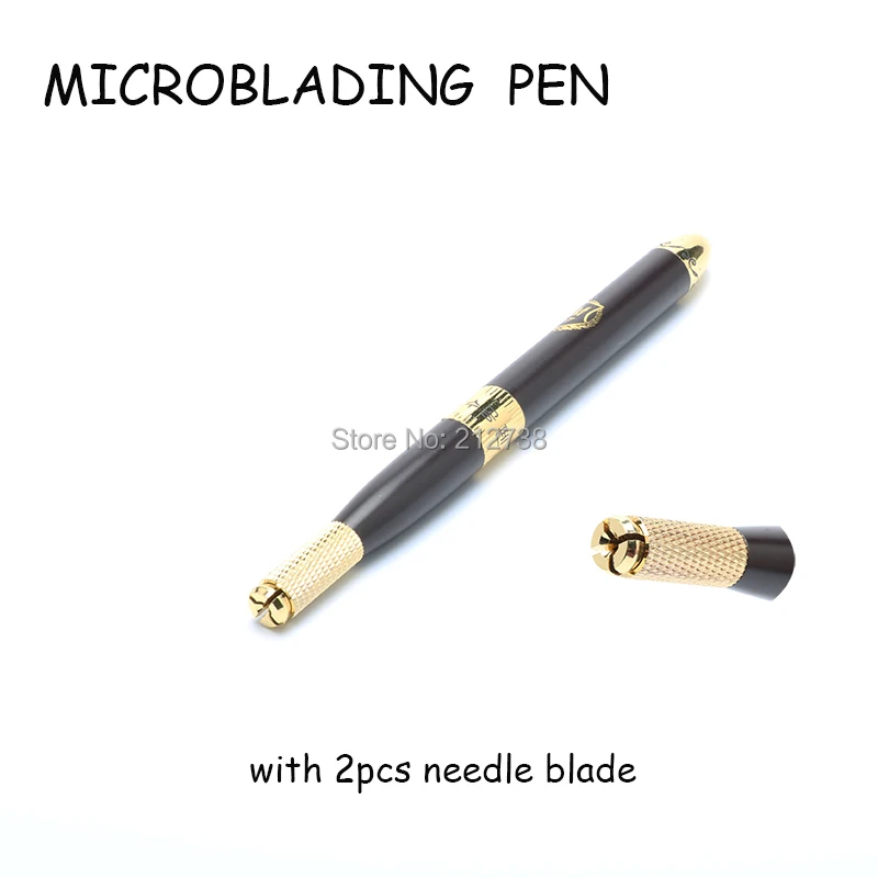 

High Quality Manual tattoo pen permanent makeup Microblading pen with 2pcs 12pin needle blade for eyebrow free shipping-C0
