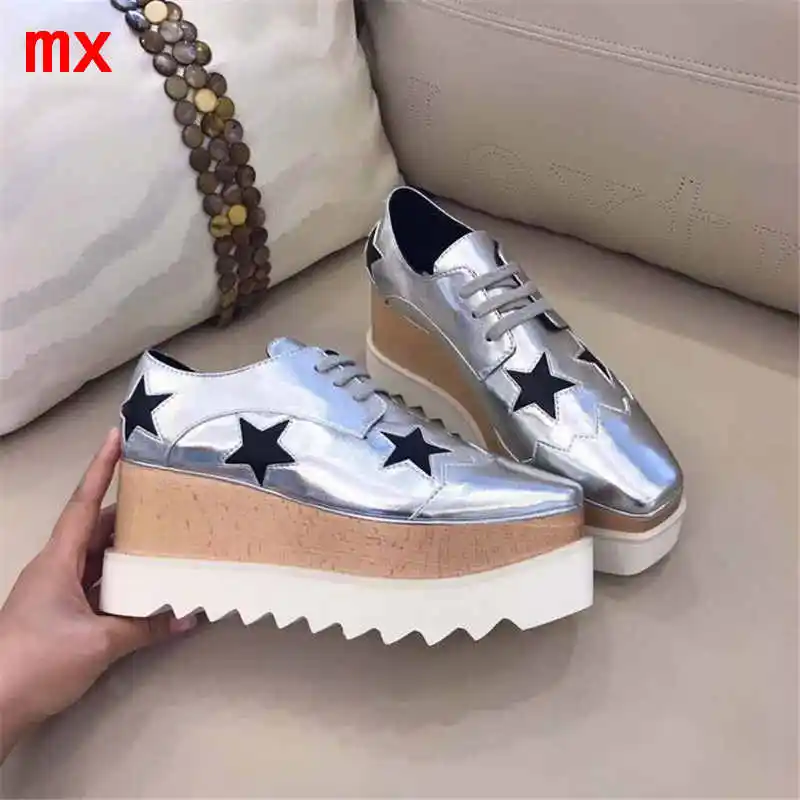 

F.N.JACK Womens Shoes Ladies Classic Mixed Color LACE-UP Platform Pumps Casual Shoes Woman Lace-up Wedges Real Leather Shoes