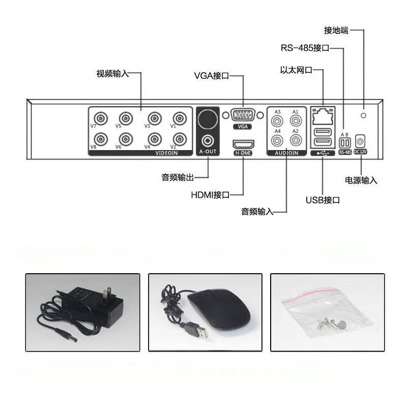 8CH AHD DVR 720 P 12fps AHDM H.264 видеорекордер наблюдения Камера Onvif сети 8-канальный IP NVR/1080 P Multilanguage 1080N @ 12fps