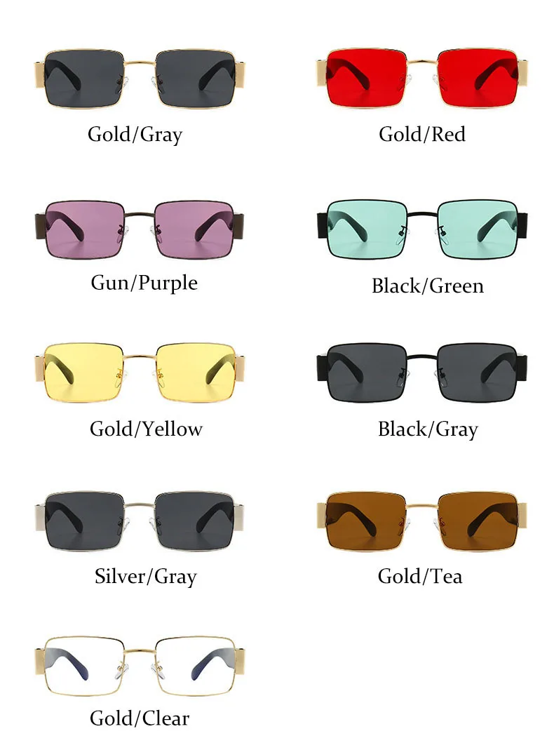 Роскошные Квадратные прозрачные солнцезащитные очки для женщин Ретро Красная прямоугольная металлическая оправа мужские очки черные тени женские