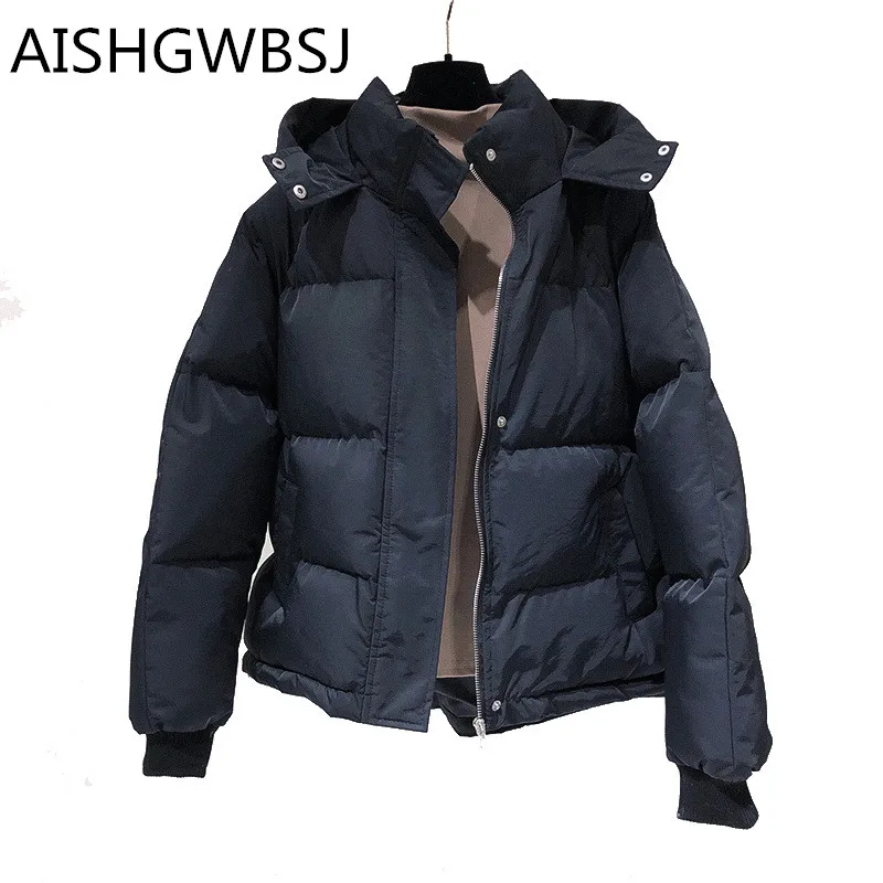 

2019 New Women's Winter Cotton Jacket Thick Loose Bf Outer Bread Hooded Warm Coat TQ409