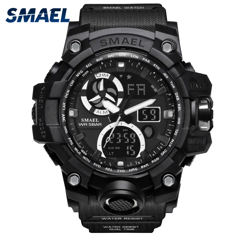 

Sport Watches Man Clock Military SMAEL 2018 Quartz Watch Big Dial Clock Men relogio masculino 1545C LED Digital Watch Waterproof