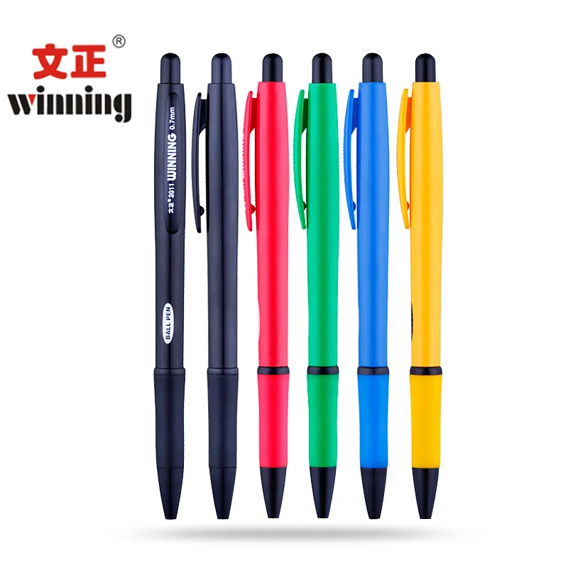 

10Pcs/lot Press type Ballpoint Pen 0.7mm Blue ink Ball Pens For School Office Stationery boligrafos kalem canetas lapiceros