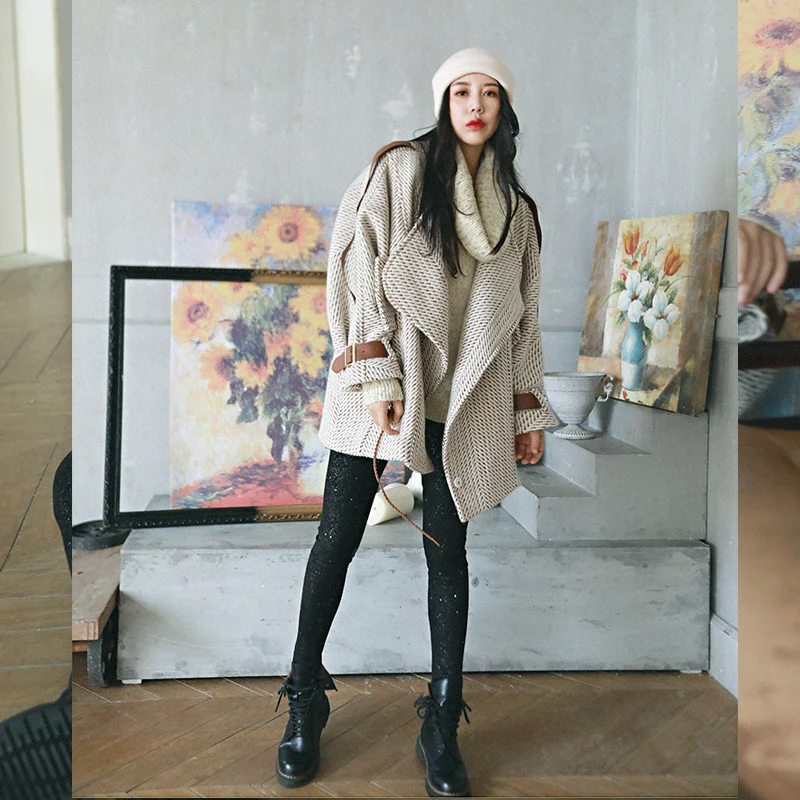 IRINAW251 2018 AW New Collection vintage oversized tweed wool coat women