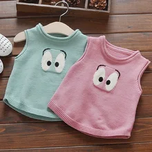 2016 nova outono meninas colete colete roupa das crianças camisola de malha crianças colete meninas veste a roupa dos miúdos rosa verde bonito colete