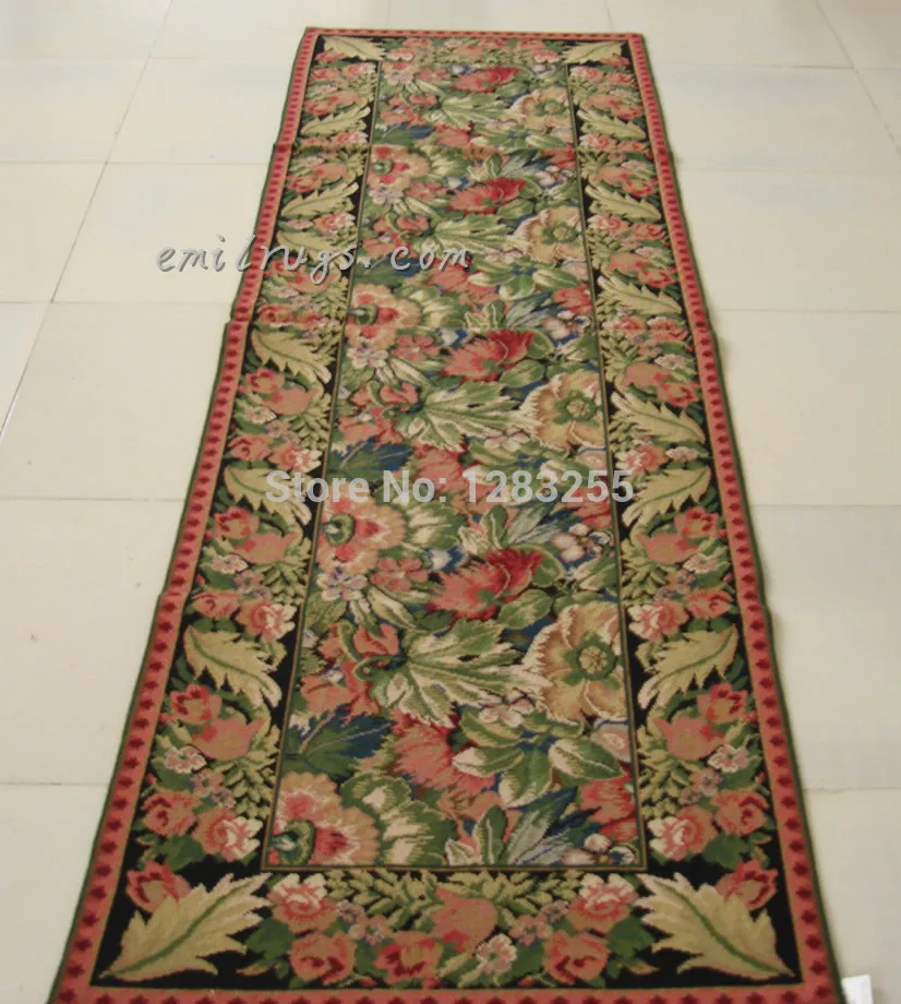 

Antique European Point Carpet Handmade Needlepoint Xmas Antique Chinese Hand-made Wool Luxury