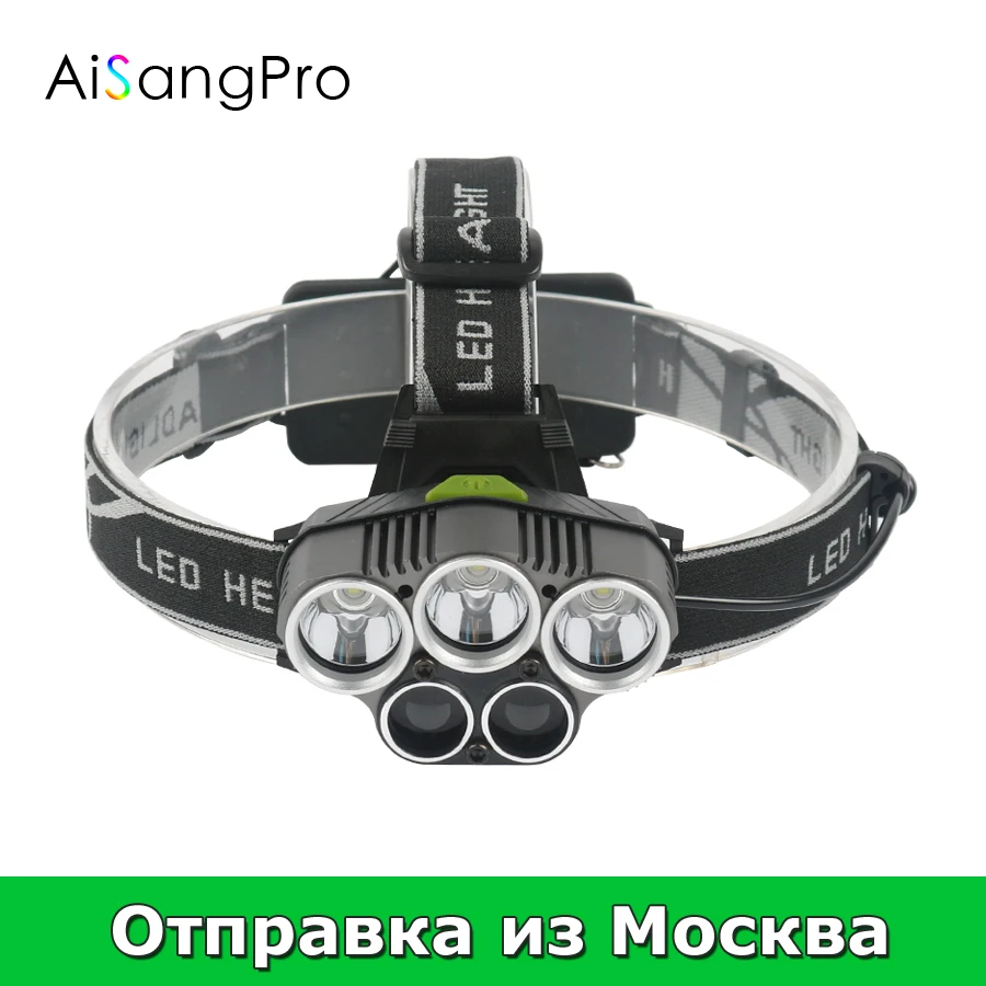 AiSangProโคมไฟหัวไฟฉายกับ18650แบตเตอรี่ตกปลาไฟหน้าxml T6ล่าสัตว์ไฟหน้าLedไฟฉายไฟฉาย