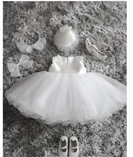Christening Flower Girl Princess Dress Kids Baby Pearl Gown For Wedding Pageant 