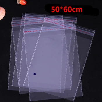 

100 Pcs 50*60cm or 60*80cm Transparent Self Adhesive Seal Poly Plastic Bags Crystal Clear Cellophane Cello Gift Bag