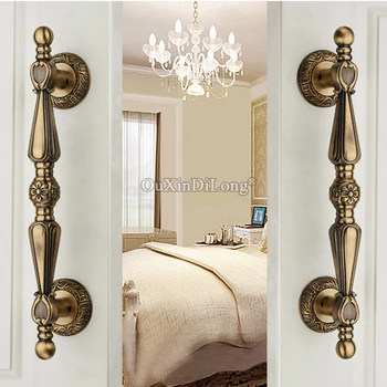 

Retro 1Pair=2PCS European Antique Door Handles Villa Archaize Wooden Door Glass Door Handles Sliding Door Handle Pulls Hardware