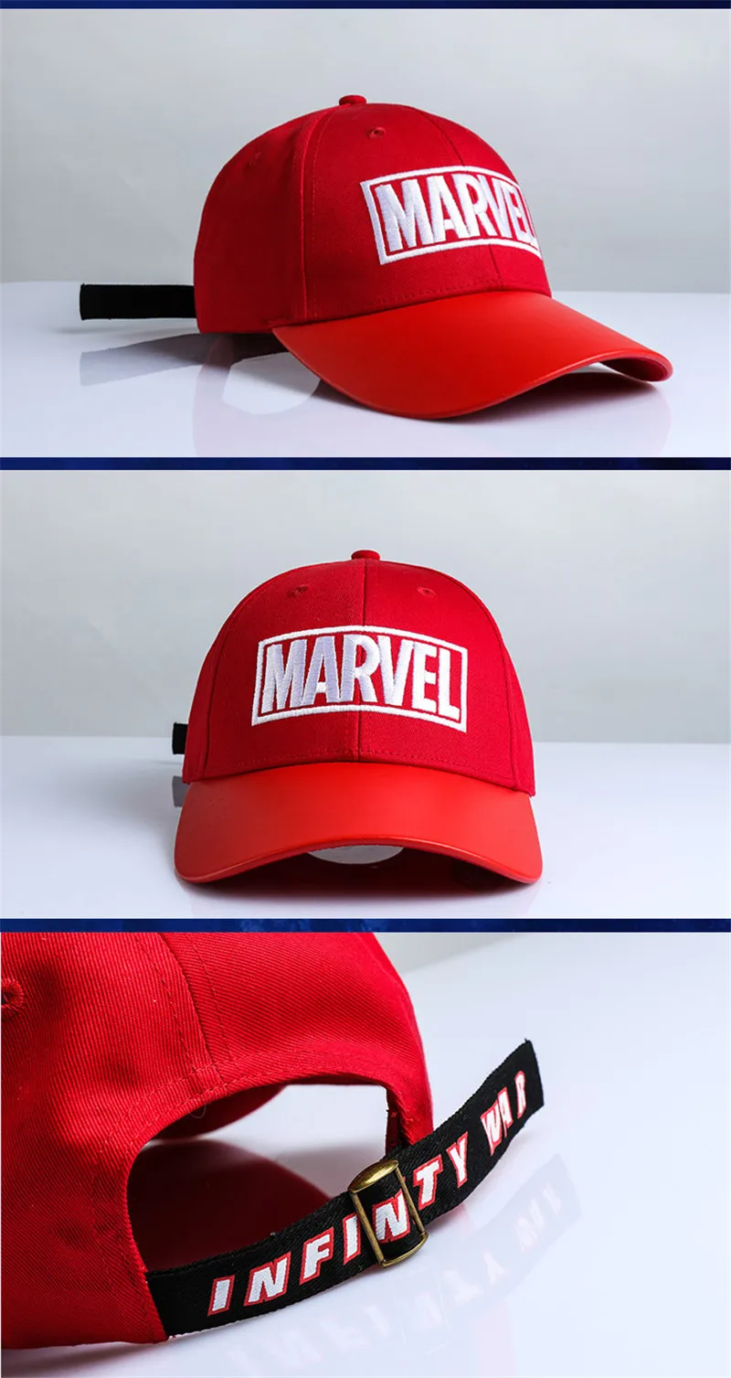 Мстители: бейсболки с вышитым рисунком Marvel для косплея, кепки с лентами, кепки от солнца, Регулируемая Кепка-бейсболка