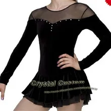 Пользовательские фигурное катание на льду платья для женщин черный бренд Vogue платье конькобежное платье DR2513