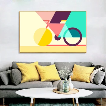 

Wall Pictures for Living Room Abstract Canvas Art Geometric Bicycle Posters and Prints Geometry Creative Nordic Bike Cuadros