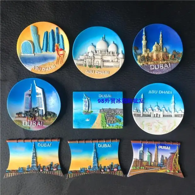 

Creative Dubai Tourism Memorial Refrigerator Sailing Hotel Panorama 3D Fridge Magnet Sticker Travel Souvenir Home Decoration