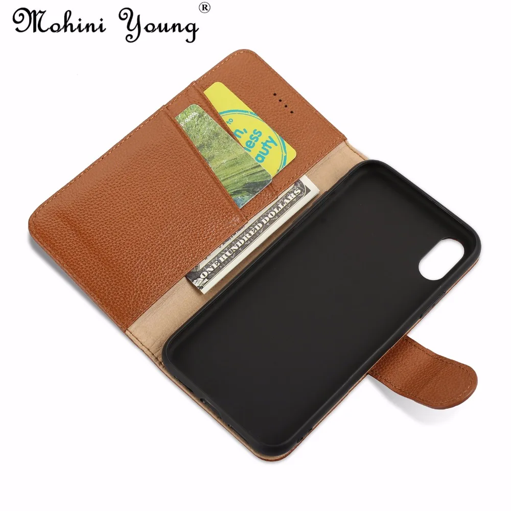 Mohini Young Genuine Leather Case For iPhone X Cover iphoneX Luxury 2 Card Holder Wallet for Coque Capas Phone Bag wallet | Мобильные