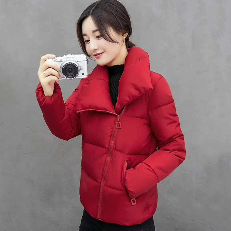 Stand Collar Winter Jacket Women Solid Stylish Womens Basic Jackets Outwear Autumn Short Coat Jaqueta Feminina Inverno 2018 New