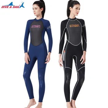

Womens Wetsuit Full 3mm Neoprene Surfing Scuba Diving Snorkeling Swimming Suit Back Zip Suit One-piece Jumpsuit Wet Suits