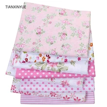 TIANXINYUE 8 шт./лот, твиловая, хлопковая ткань розовый цветочный Лоскутная Ткань для DIY лоскутное шитье ребенка и детей листы платье Материал