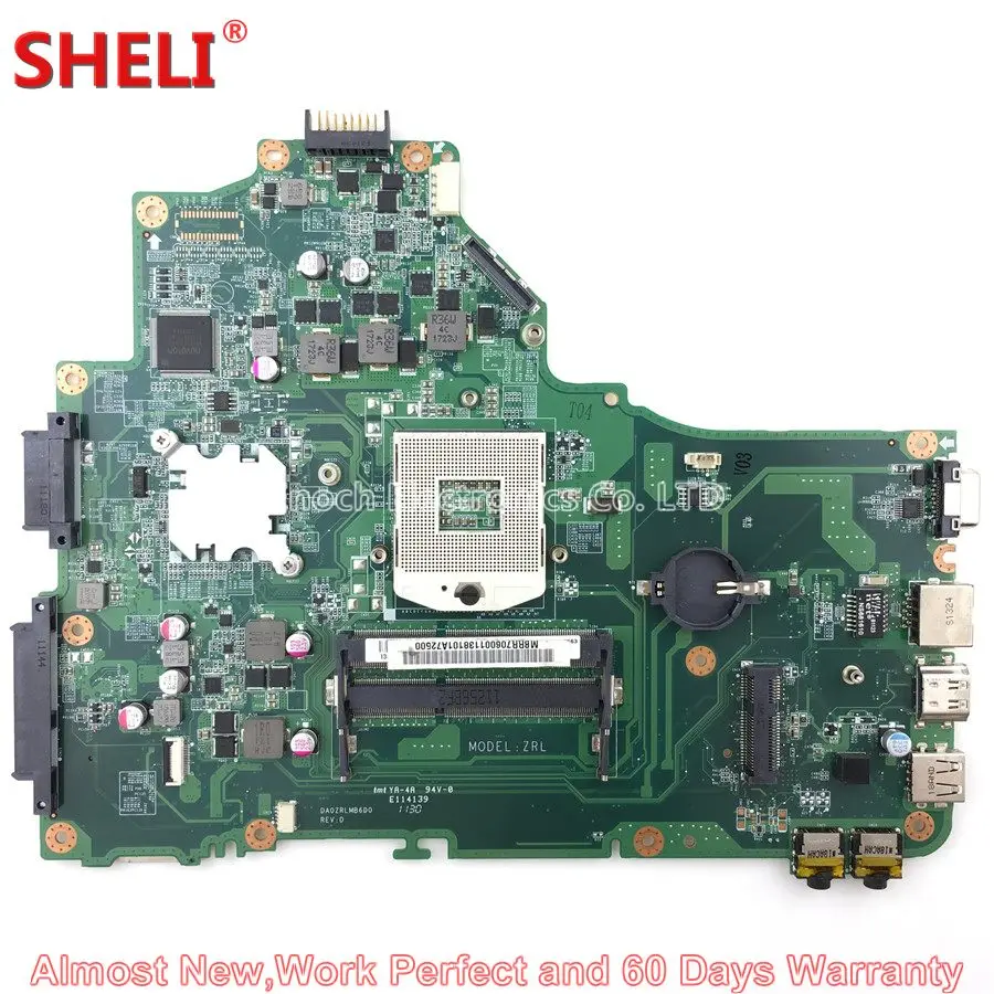 

SHELI MBRR706001 MB.RR706.001 Laptop Motherboard For Acer Aspire 5349 5349Z 5749 5749Z DA0ZRLMB6D0 ZRL HM65 Main Board Works