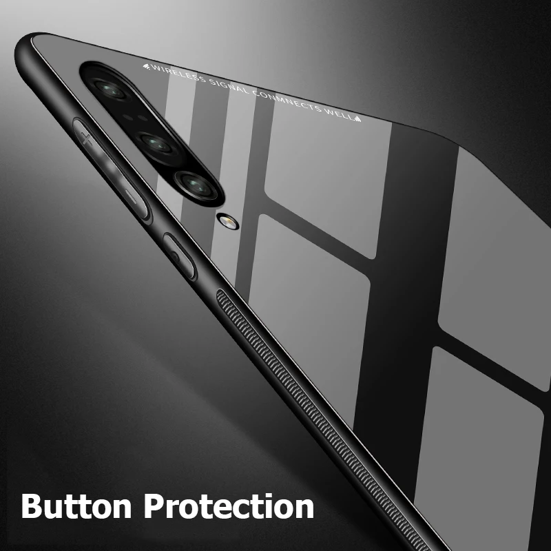 Глянцевый стеклянный чехол для Samsung Galaxy A50 мягкий силиконовый с закаленным