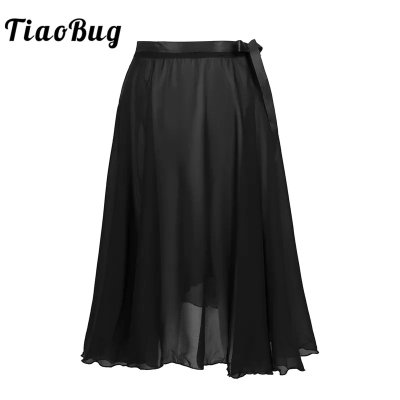 

TiaoBug Women Sheer Chiffon Dance Wrap Skirt with Waist Tie Professional Ballet Tutu Adult Gymnastics Skating Practice Dancewear