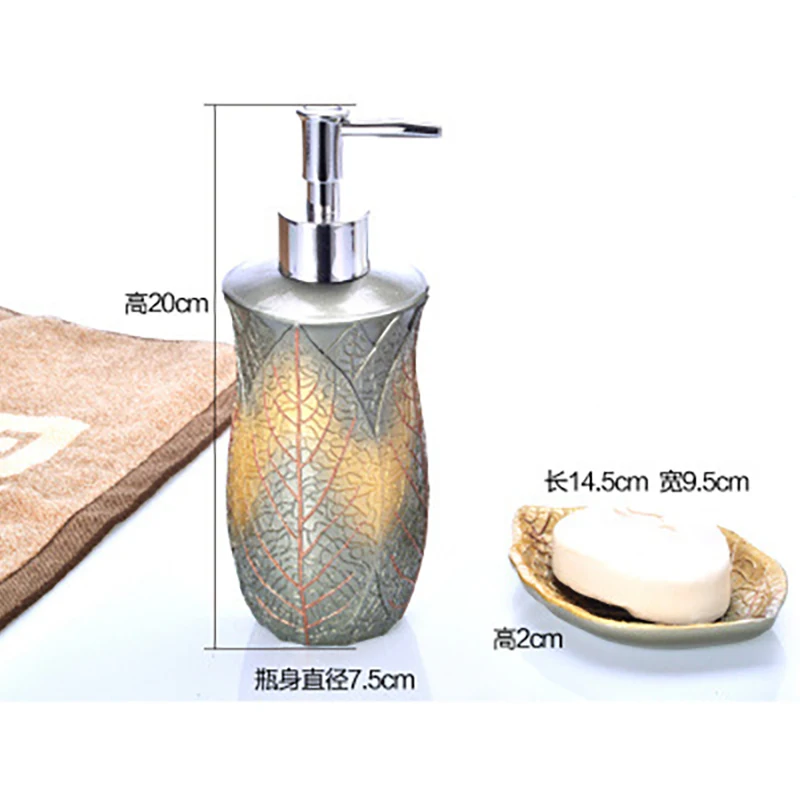 2Pcs Resin Hand Liquid Soap Dispenser Soap Dishes Set Luxury Brand Hotel Bathroom Kitchen Sink Shampoo Shower Gel Pump Bottle