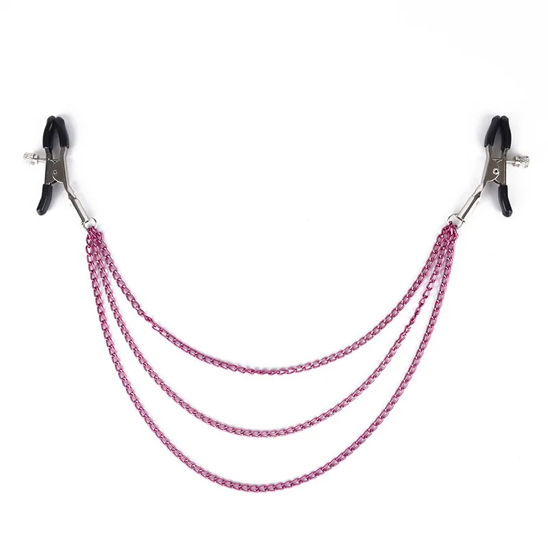 

1PCS Exotic Accessories Stainless Steel Metal Chain Nipple Milk Clips Breast Clip Slaves Nipple Clamps Purple Color For Women