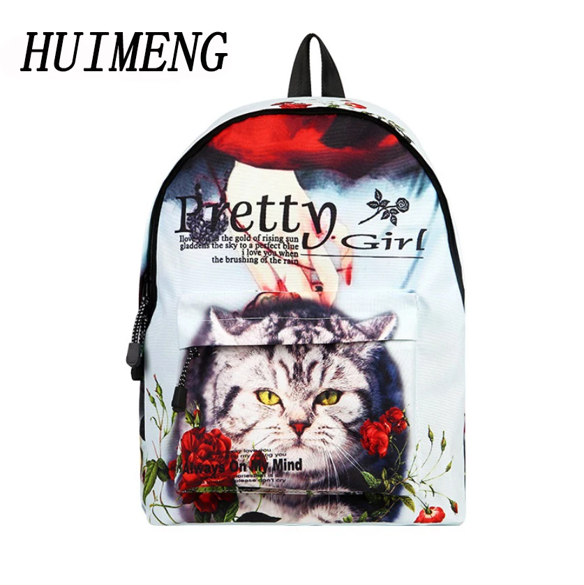 

HUIMENG Women School Bag Cartoon Cat School Backpack Bag For Girls Printing Backpack Travel Bags