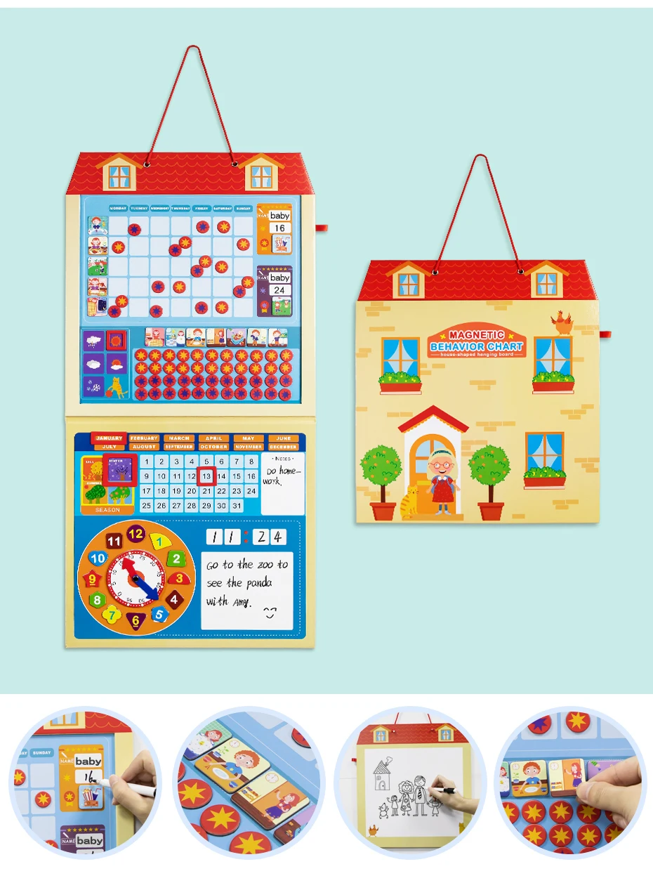 Magnetic Behavior Reward Responsibility Activity Target Chart Calendar Schedules Growth Time Record Board for Children Decor_29