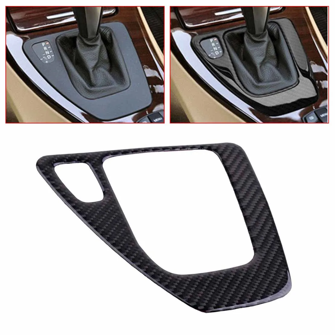 

CITALL Car Carbon Fiber and Epoxy Gear Shift Knob Surround Panel Cover Frame Fit for BMW E90 E91 E92 E93 AT Automatic M
