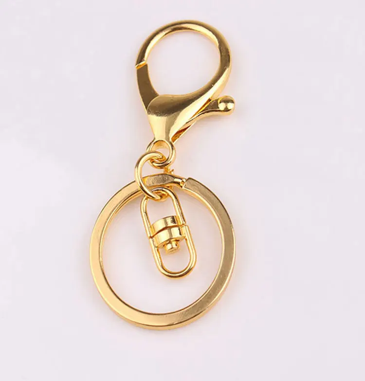 20 шт 30 мм 12 Дизайнов ключи цепочки Ключи Кольца круглый золотой серебряный цвет брелок для ключей Омаров