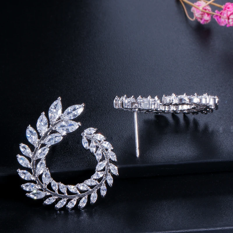 BeaQueen большой лист форма маркиза фианиты кристалл серьги подвеска ожерелье Модные женские ювелирные наборы для вечерние JS037