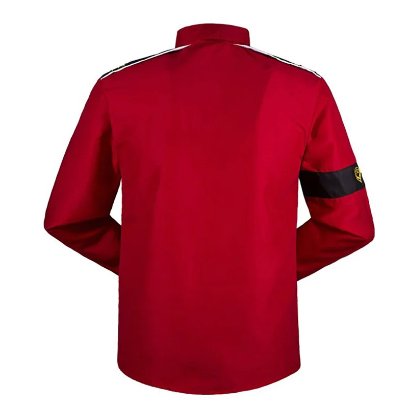 Michael Jackson MJ Red Retro Cotton Shirt Stitchwork Sark Collection Embroidery for Mens Dress Shirt