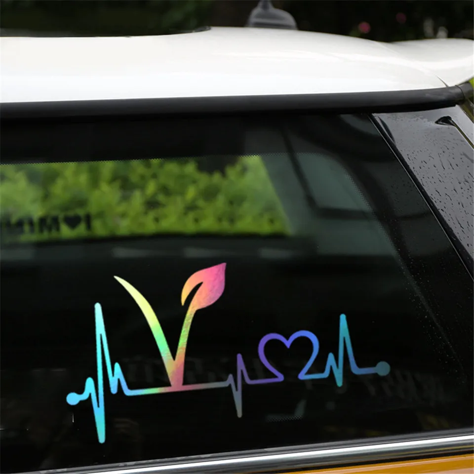 20.3cm10.2cm Car Sticker Vegan Vegetarian Heartbeat Lifeline Vinyl Car Accessories car-styling decals (5)