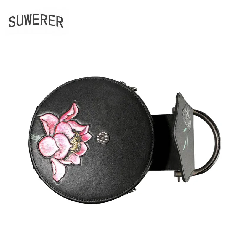 2019 Vache Fleur Sac Art Mode Petites Véritable Cuir À Peau Femmes Marques De Gaufrage Nouvelles Couleur Main Sacs En rOwqzSrE