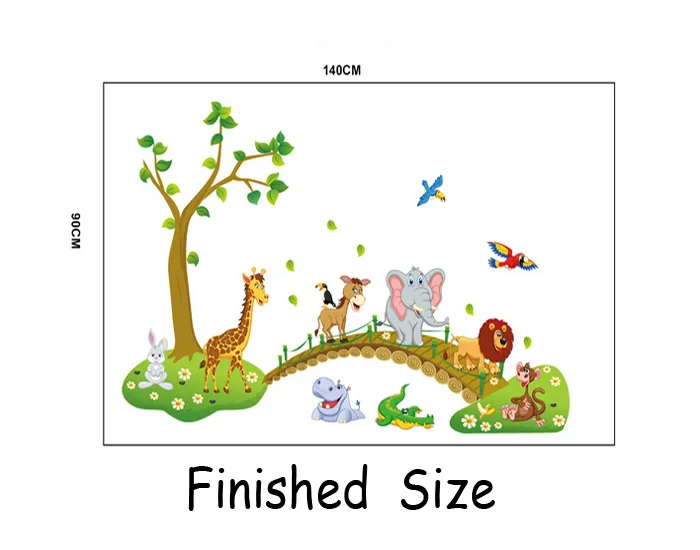 Новая настенная бумага с изображением животных, настенная наклейка с изображением обезьяны, жирафа, дерева, Настенная Наклейка для детской комнаты, декорация для детской комнаты